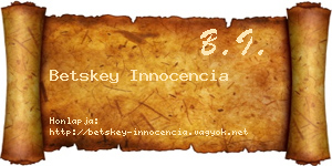 Betskey Innocencia névjegykártya